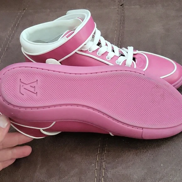 Louis Vuitton Fuchsia Leather Acapulco Sneakers Sz37 - Picture 2 of 6